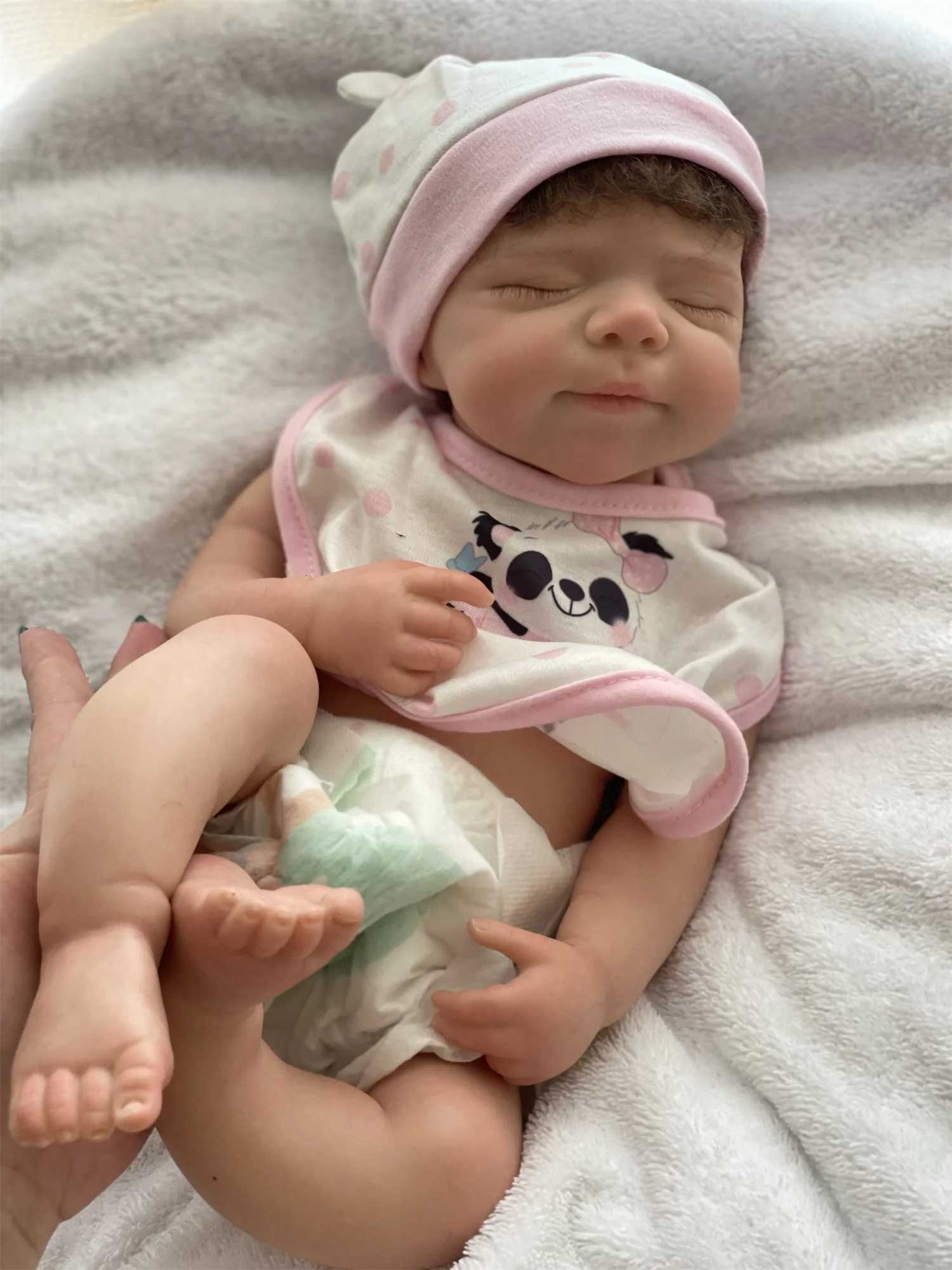 45cm Can Open Mouth Pascale Solid Silicone Reborn Baby Girl With Rooted Hair Washable Lifelike Realistic Newborn Baby Doll XJ250730