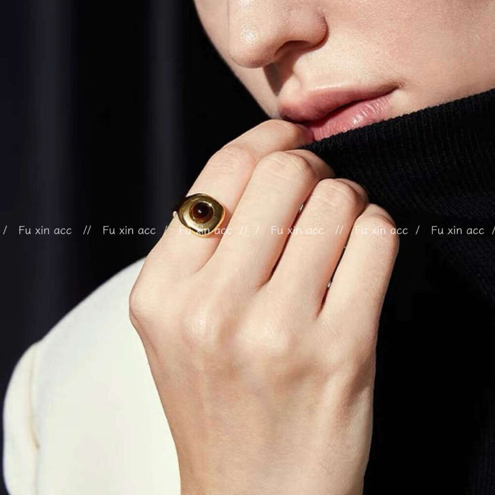 Milad Style Natural Tiger Eye Open Niche Design High-end Spotted Stone Index Finger Ring f32