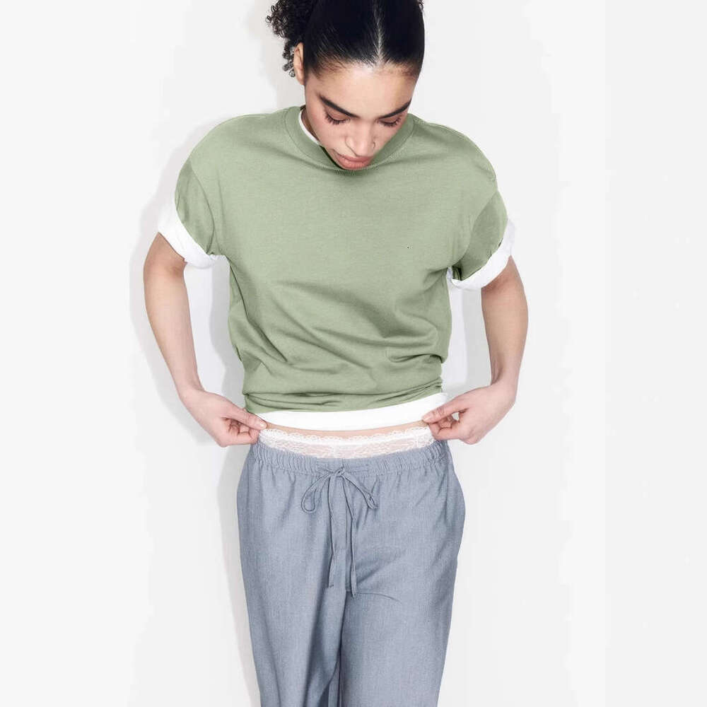 100% Crew Neck Solid Color Versatile T-Shirt For Women Spring Summer New Pure Cotton Short Sleeve Top B5