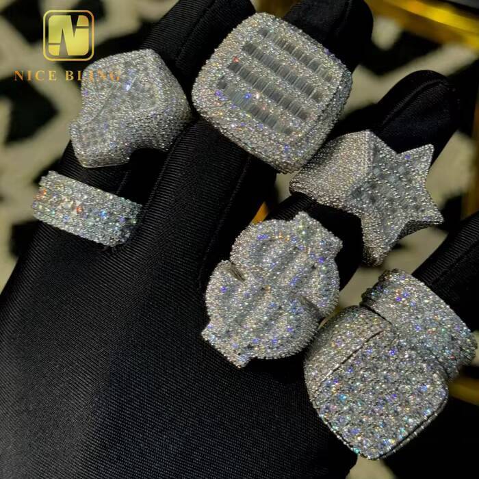 Fashion Ring Baguette Hip Hop Style Iced Out VVS Moissanite Jewelry Custom 925 Sterling Silver Diamond Rings Men Women