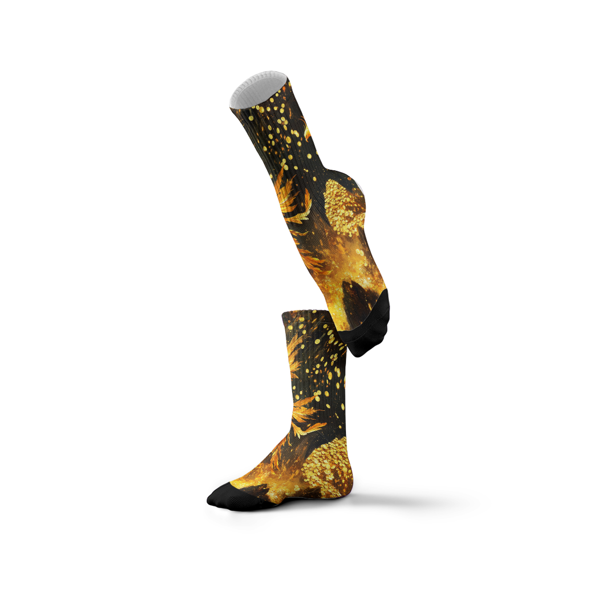 Golden Phoenix Flame Print Unisex Tube Socks C103