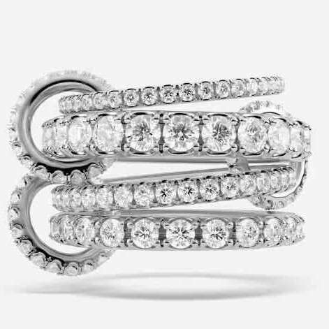 Stainless Steel Interlocking Full Diamond Zircon Ring Two-tone Multi-element New Hot Item