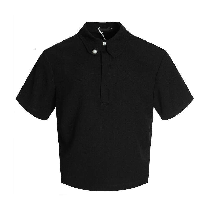 Minimalist Personalized Design Polo Shirt Textured Old Money Style Versatile Slim Fit Pearl Button Casual Short Sleeve High-Quality Feel B5