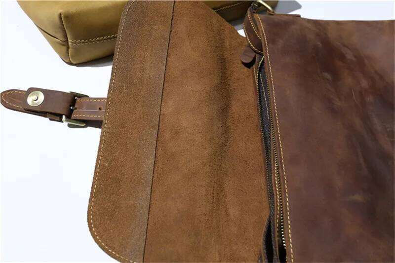 PNDME fashion trend vintage crazy horse cowhide men's shoulder outdoor casual daily designer genuine leather messenger bag OLOEY