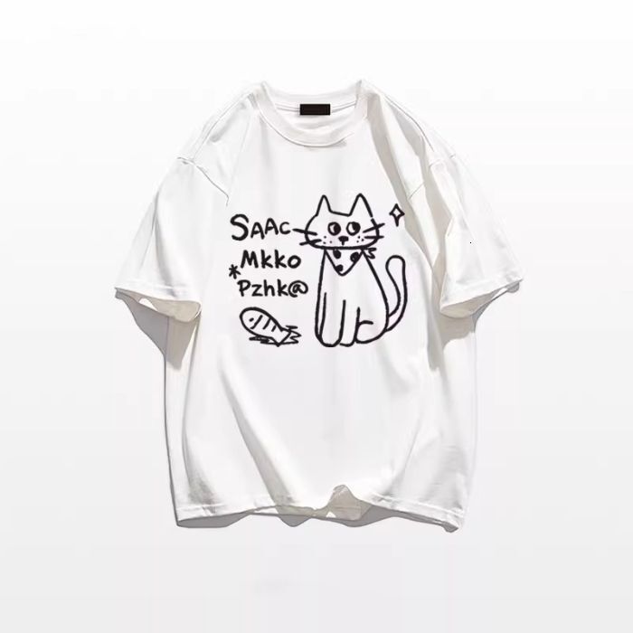 2025 American retro pure cotton short sleeved women's T-shirt summer new item Niche loose oversized top fashionable Ins style new designer T-shir