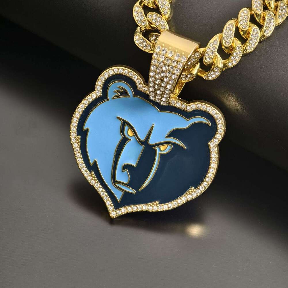 Alloy Necklace Personality Oil Drop Gray Bear Team Same Style Pendant Men's Hip Hop Accessory