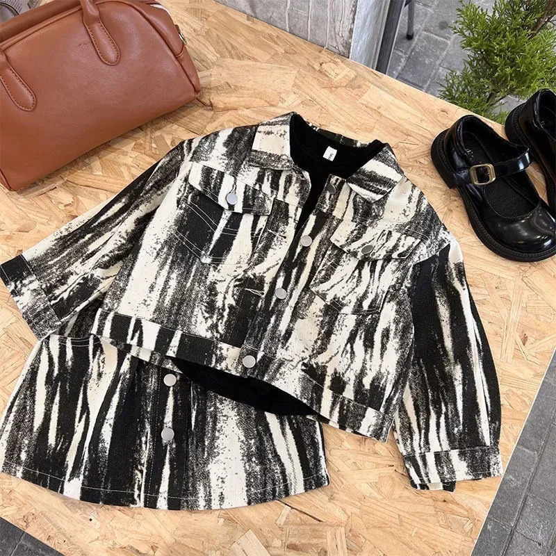 Fashion Baby Girl Cotton Jean Striped Clothes Set JacketSkirt 2PCS Infant Toddler Denim Clothing Set Outfit Baby Clothes 1-10Y 250729