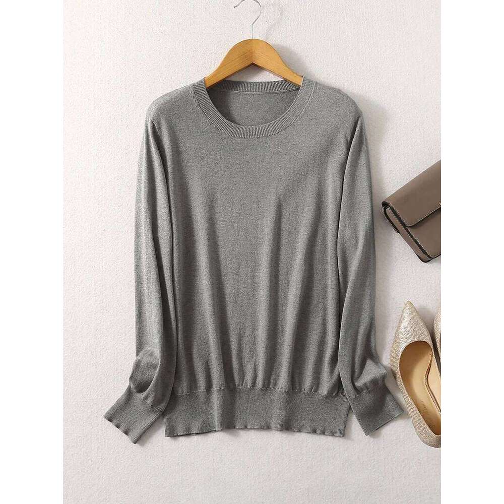Designer Clothing 2025 Suyadream Woman Basic Silk And Cashmere Blend O Neck Pullovers Solid Sweaters 2024 Fall Winter Bottoming Shirts