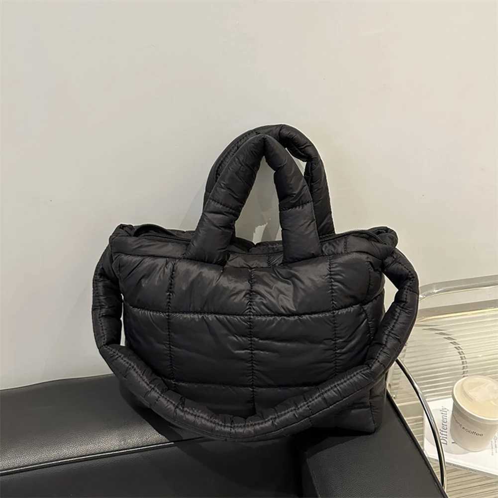 2024 Puffer Tote Handbag Large Capacity Quilted Top Handle Bag Solid Color Puffy Shoulder Bag Ladies Cute Bag Y250730