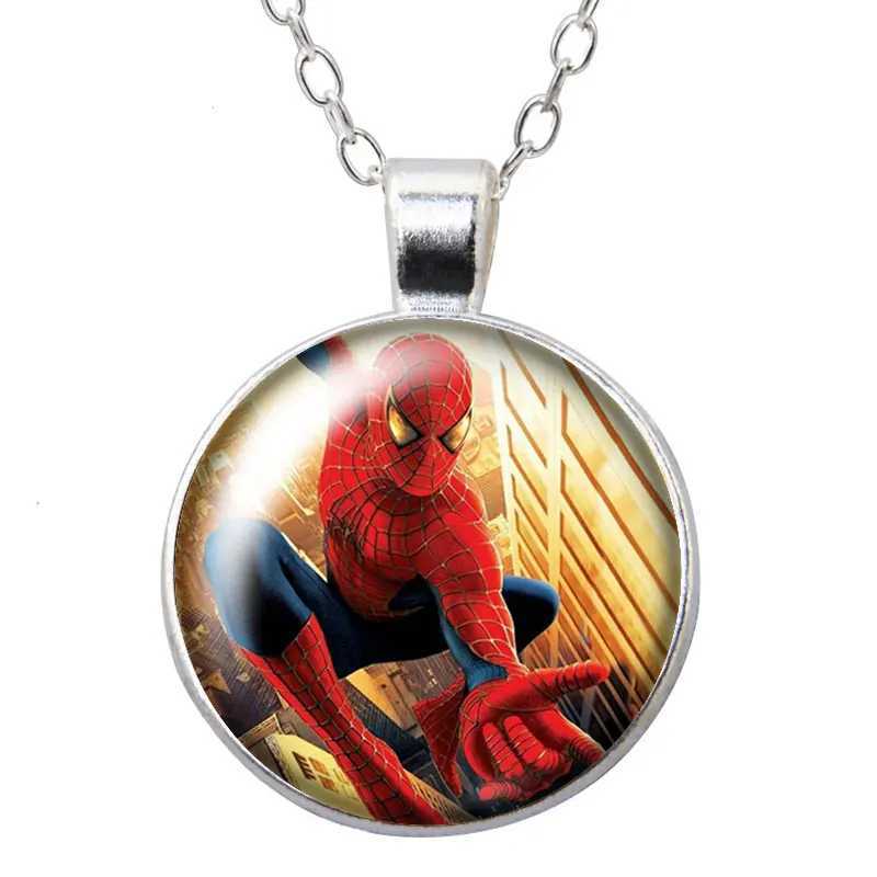 Hero Cartoon Round Photo Cabochon Silver Plated Pendant Necklace Jewelry Gift Y250730