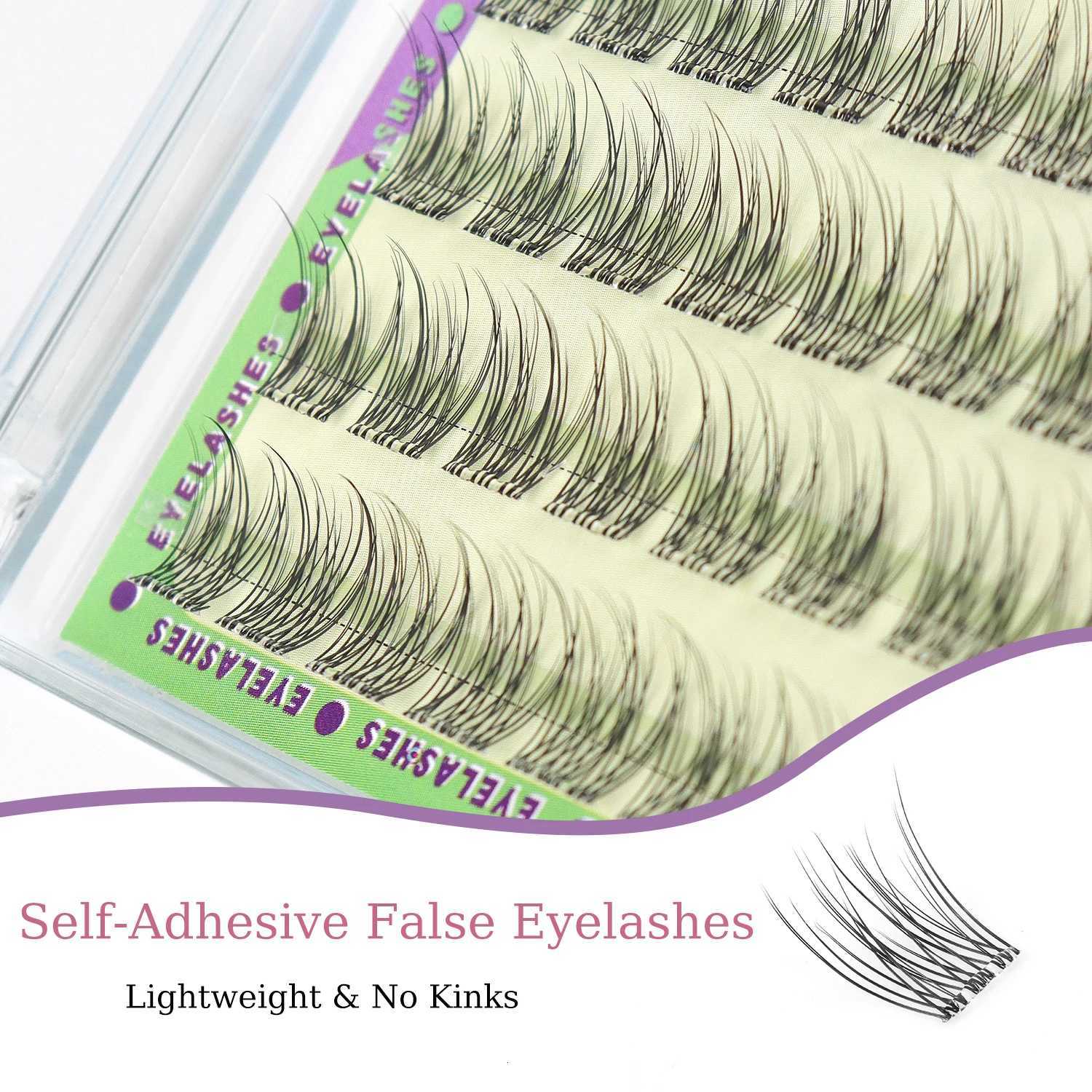 120PCS Natural Self Adhesive Eyelashes Clusters Reusable Wispy Cluster Eyelashes Extension No Glue Needed With Tweezers 11/12MM Z250730