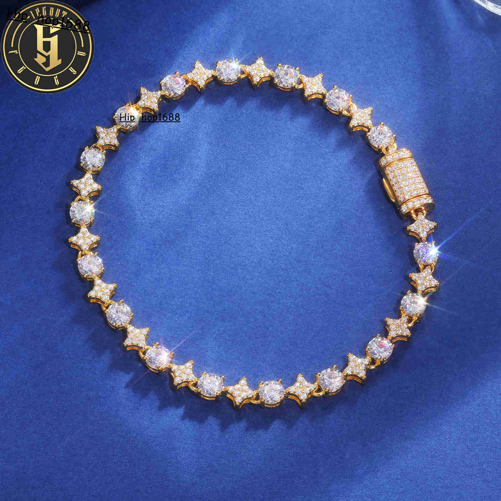 Sparking Moissanite Tennis Chain Bracelet 6mm 8mm 925 Sterling Silver Round Moissanite Diamond Star HaloTennis Bracelet