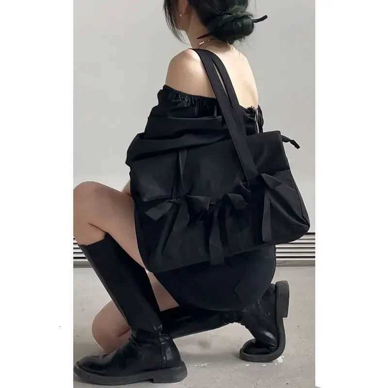 Black Laptop Bag for 15.6 Inch Laptop with Wi-Fi Shoulder Bags with Bow Tie Vintage Look Bags for Korean Girl French Style y250730