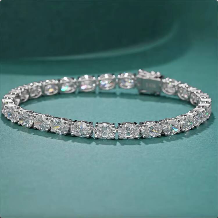 VOAINO 18K 14K 9K Gold Oval Cutting Custom Lab Grown Made HPHT Luxury Diamond Bangle Classic Tennis Bracelets