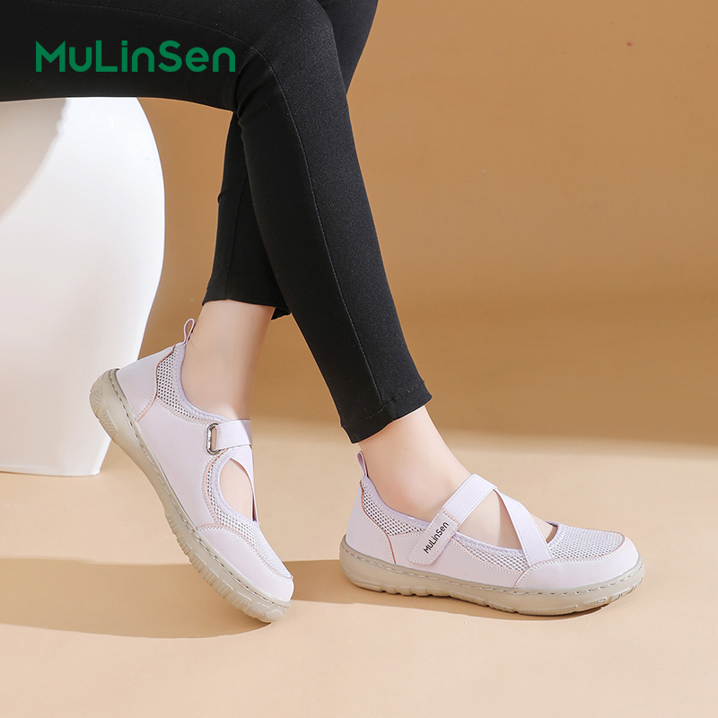 Mulinsen single shoes women's 2025 new summer breathable old Beijing cloth shoes women's soft sole one-step mesh mother's shoes