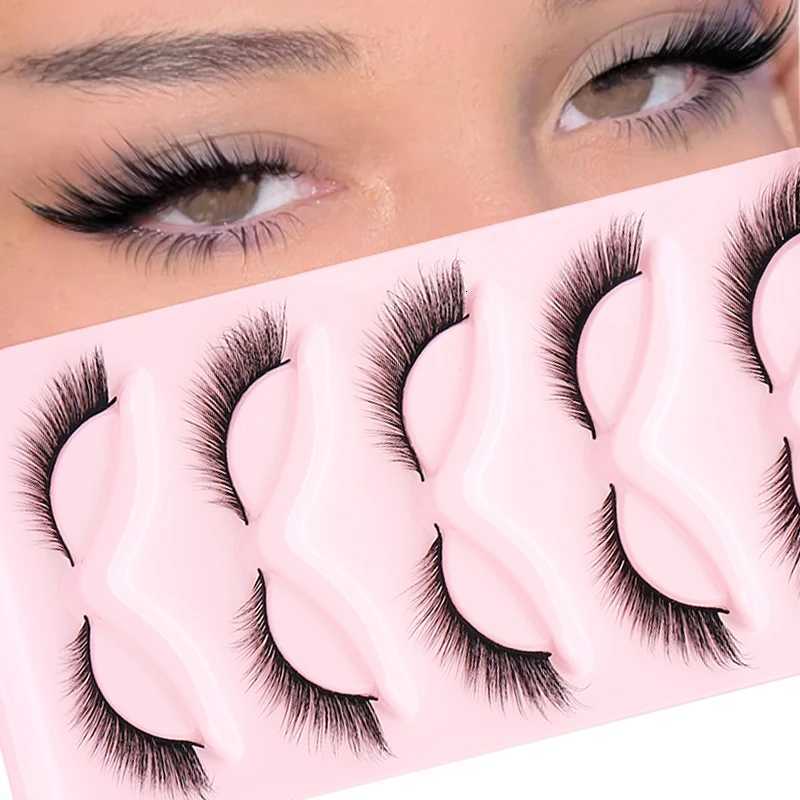 5 Pairs Fluffy False Eyelashes Fox Cat Eye Lashes Winged False Eyelashes Fox Eye Faux Mink Eyelashes Silk Lashes Makeup Z250730