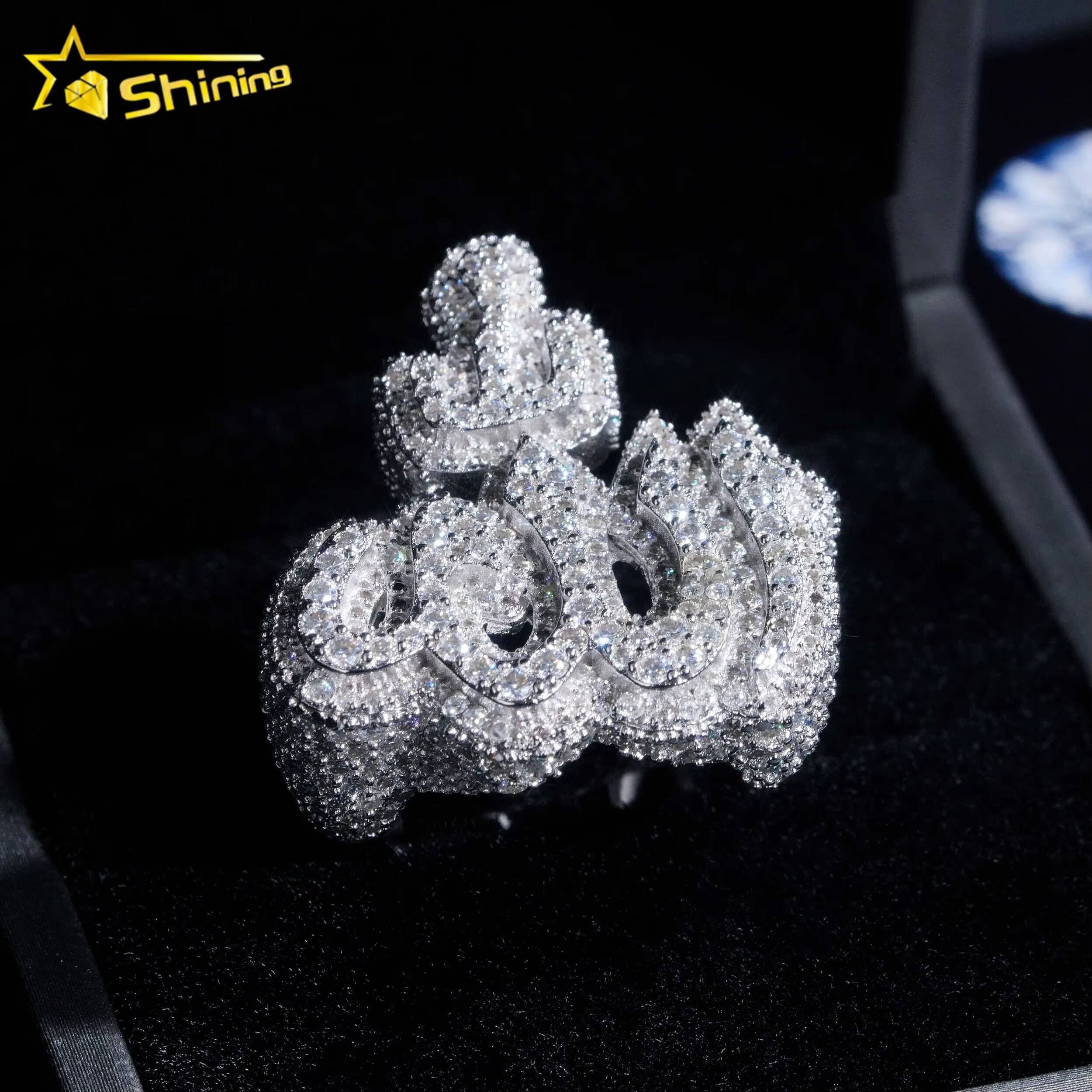 GRA Pass Diamond Tester 925 Sterling Silver Gold Plated Hip Hop Jewelry New Style VVS Diamond Moissanite Men Ring Allah