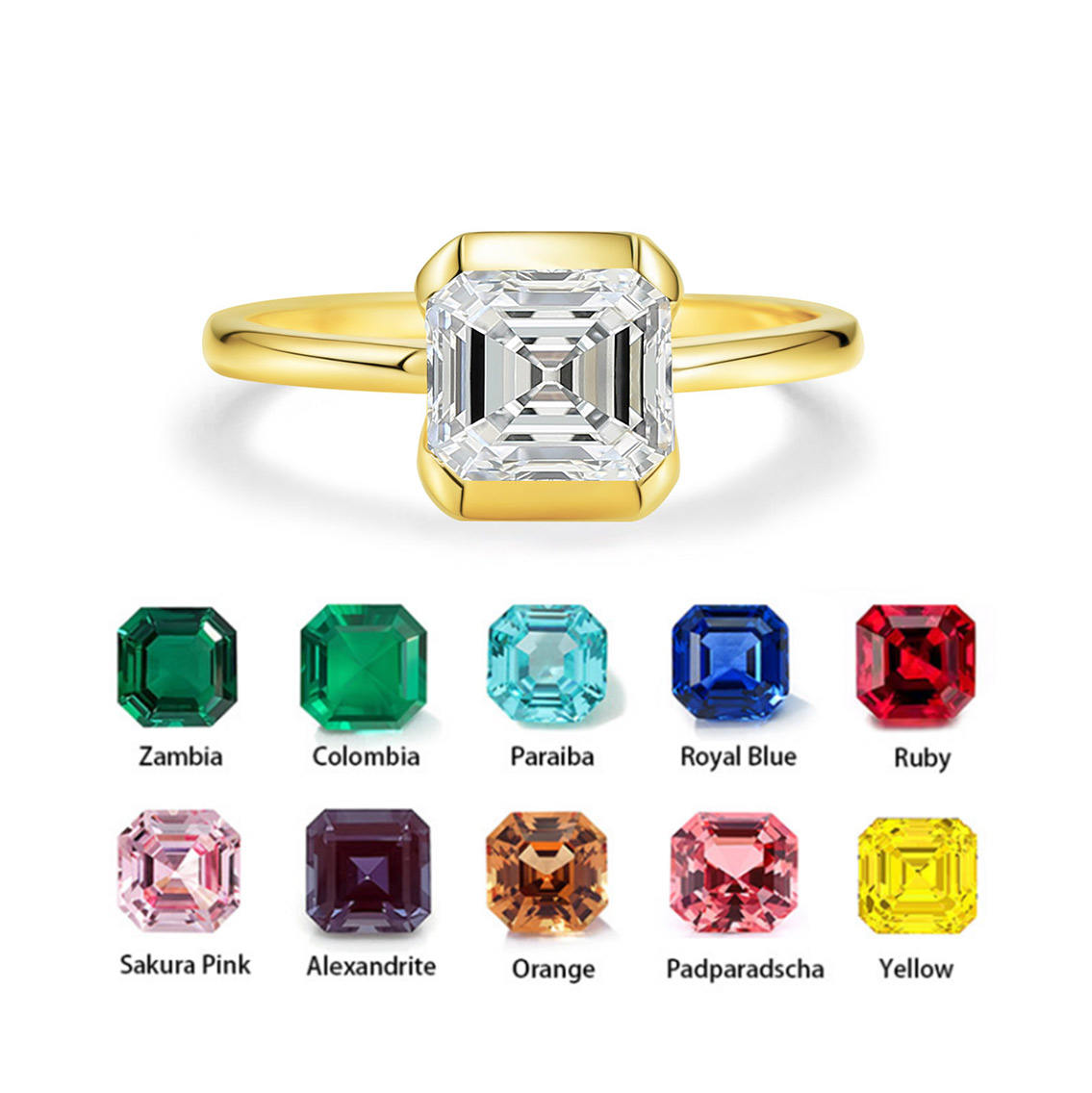 Customized 18K Gold 1CT DEF VS VVS Asscher Cut IGI Certified Lab Grown Diamonds Jewelry Rings