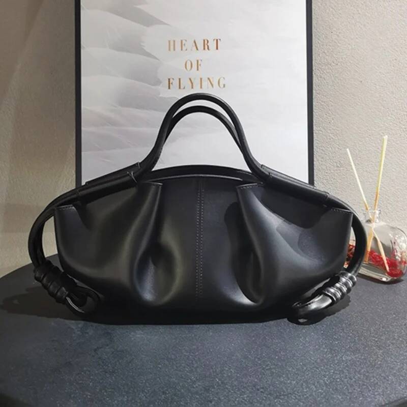 Cloud Dumpling Lady Handbag New Drawstring Design Pleated Adjustable Strap Crossbody Shiny Texture Korea Shoulder Bag