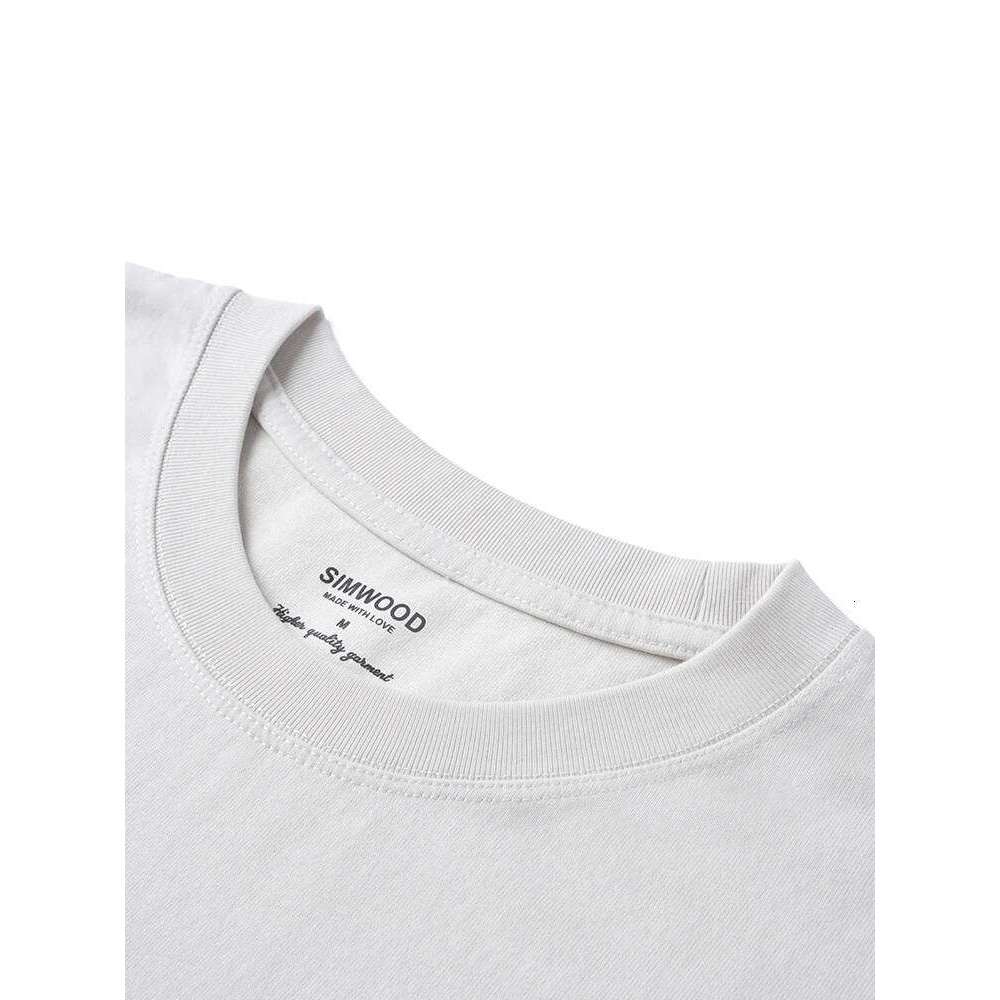 SIMWOOD 2025 Summer New Oversize 270gsm Cotton Fabric T-shirts Men Vintage Enzyme Washed Letter Print Tops Plus Size Tee
