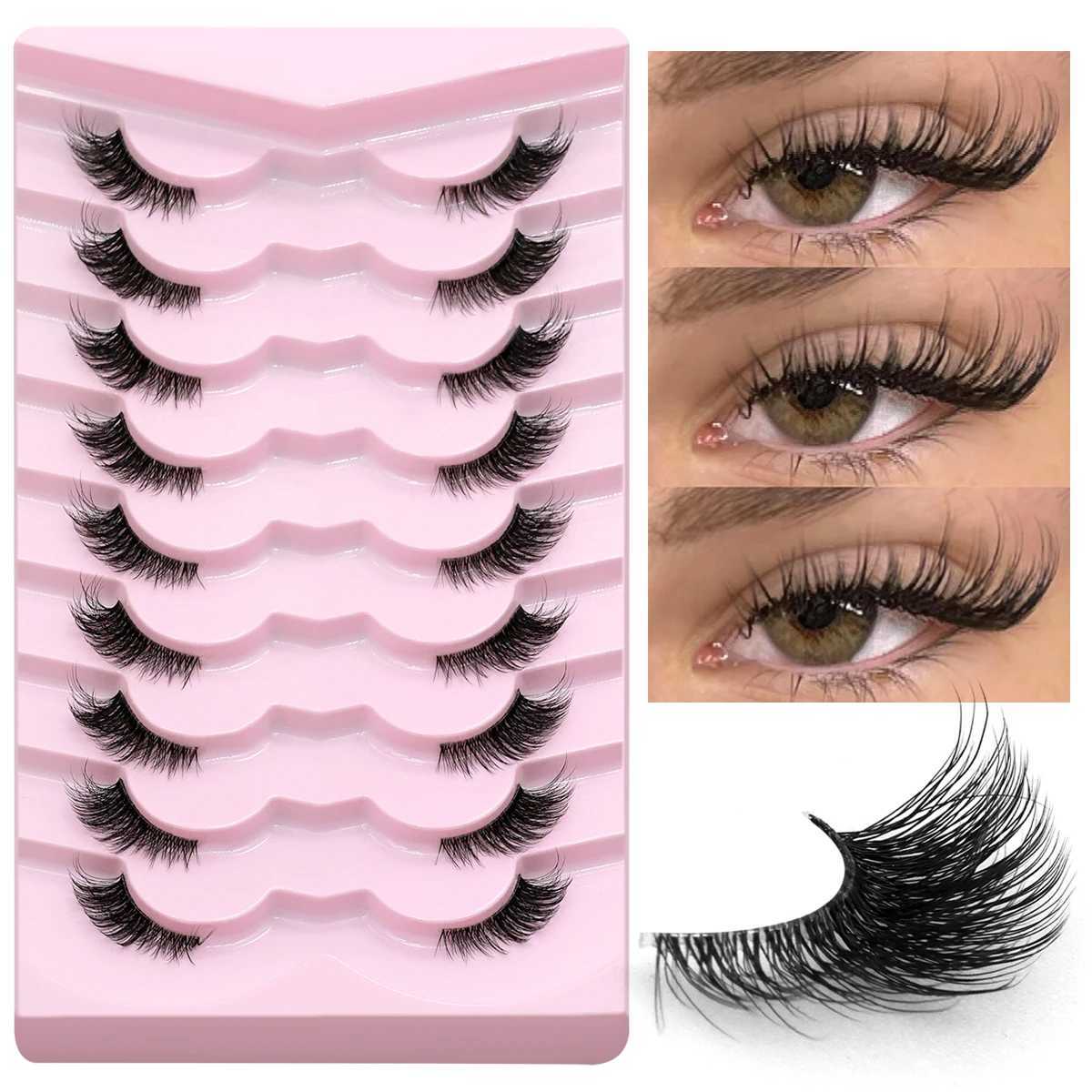 RINNEYA Half Eyelashes Natural Cat Eye Lashes Soft Wispy Clear Band Lashes With Winged Ends For Extended Eye Look Makeup Z250730