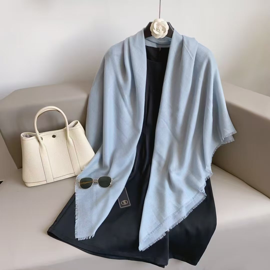 T1344 autumn and winter cotton and linen scarf warm solid color fringe wrapped headscarf square scarf shawl