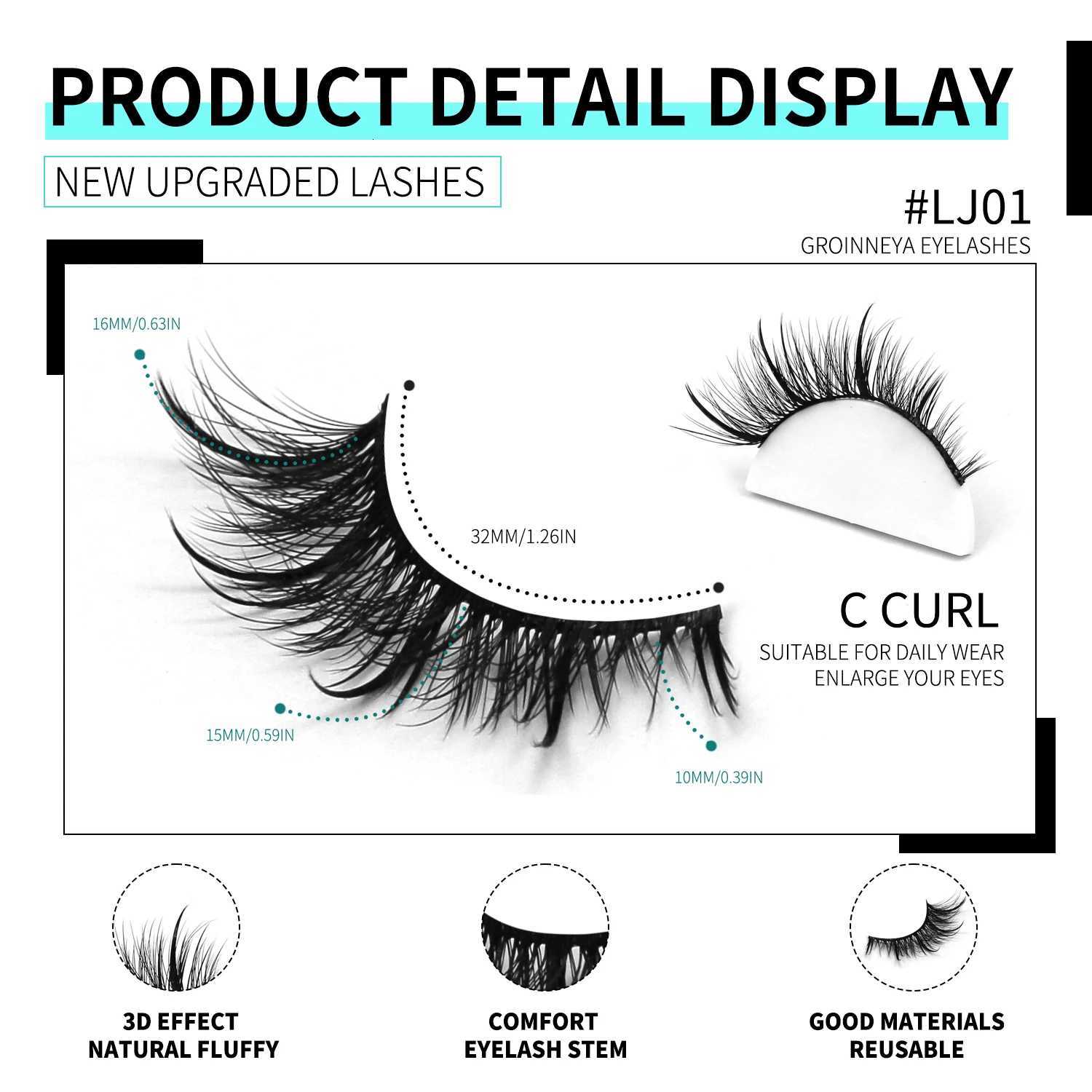 3 Pairs of False Eyelashes Wet Manga Lashes Fluffy Thick Soft Natural Long 3D Faux Mink Lashes Full Strip Lashes Makeup Z250730