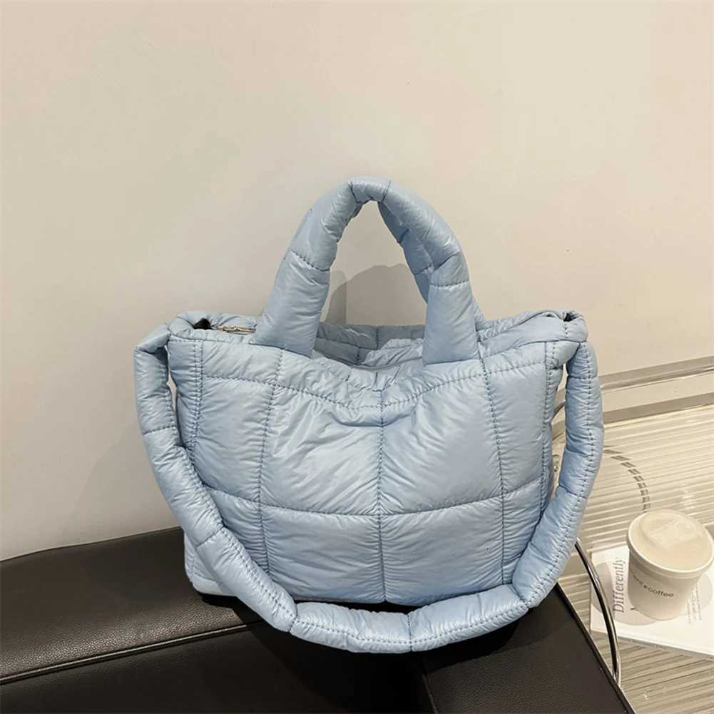 2024 Puffer Tote Handbag Large Capacity Quilted Top Handle Bag Solid Color Puffy Shoulder Bag Ladies Cute Bag Y250730