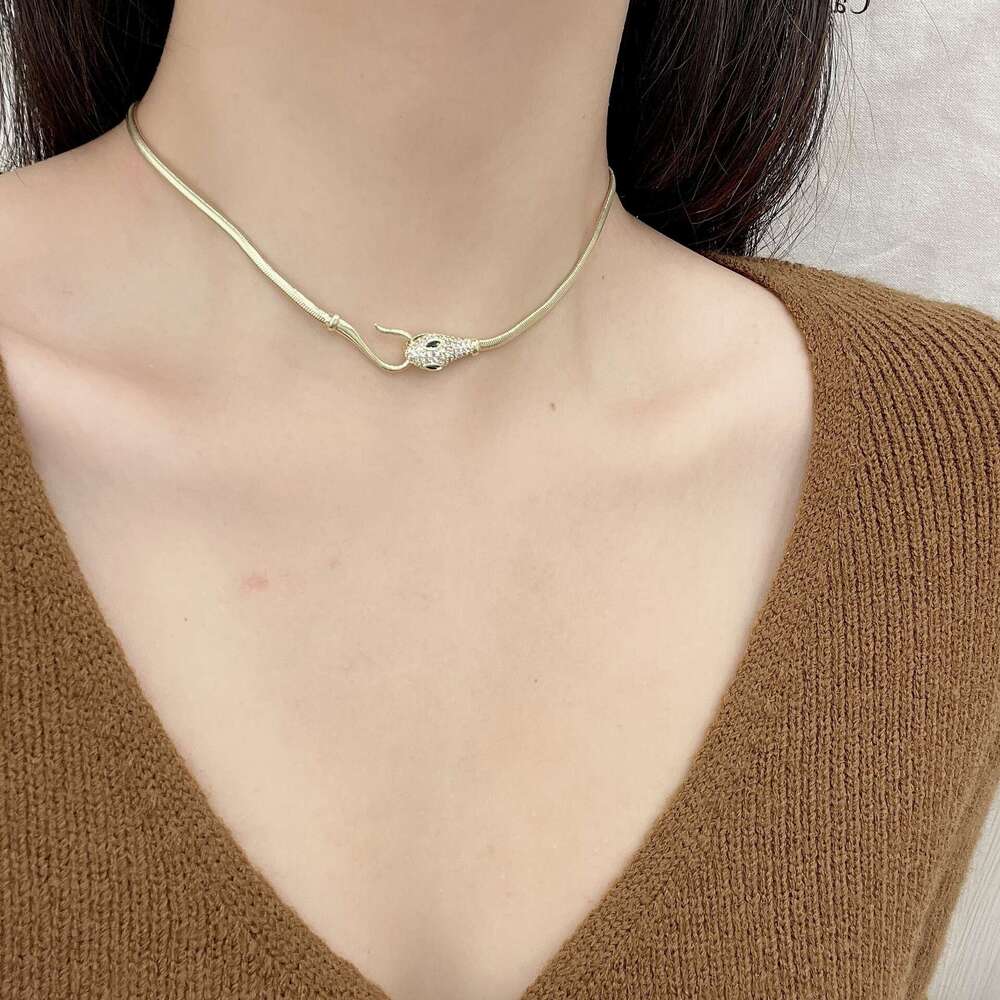 Unique Twisted Snake Ins Minimalist Style Niche Design Hot Girl Dark Necklace Unisex Accessories 444