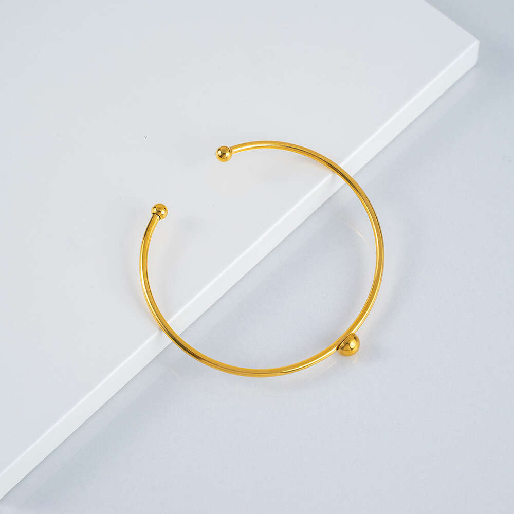 Fashion Stainless Steel Style Gold-Plated Small Waist Adjustable Plain Band Non-Fading Design Sense Bracelet