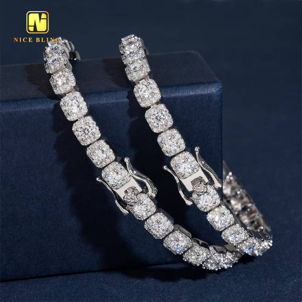 Pass Diamond Tester Hip Hop Unisex Jewelry Custom Iced Out Diamond Cuban Link Chain 925 Silver VVS Moissanite Bangle Bracelet