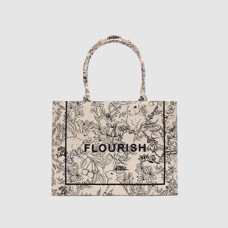 2023 New Women's Fashion Summer Monogram Computer Canvas Tote Bag Versatile Embroidered Crossbody Handbag