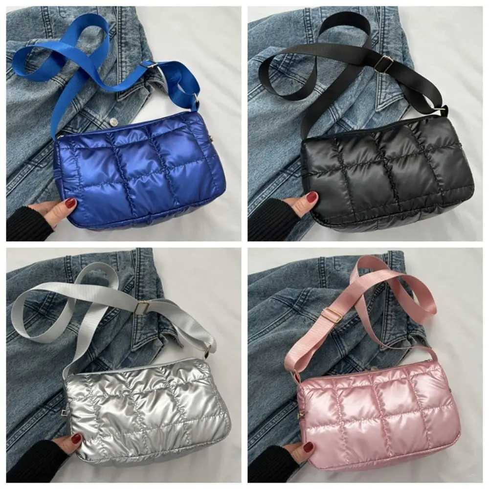 Latt Space Cott Crossbody Bag Korean Style Oxford Quilted Shoulder Bag Pleated Lightweight Padded Crossbody Bag Travel Y250730