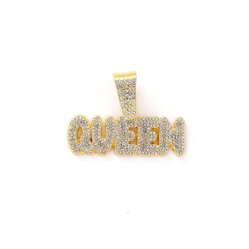 New Full Dia Letter Queen Pendant Hip Hop Personality Alloy Cuban Chain Creative Versatile Necklace