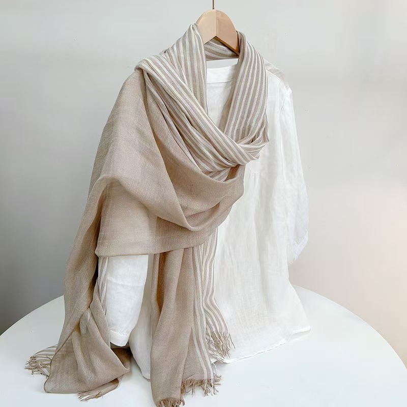 K1529 Versatile soft modal striped scarf for men and women spring and summer neck shawl sunscreen silk scarf for women autumn and winter warmth