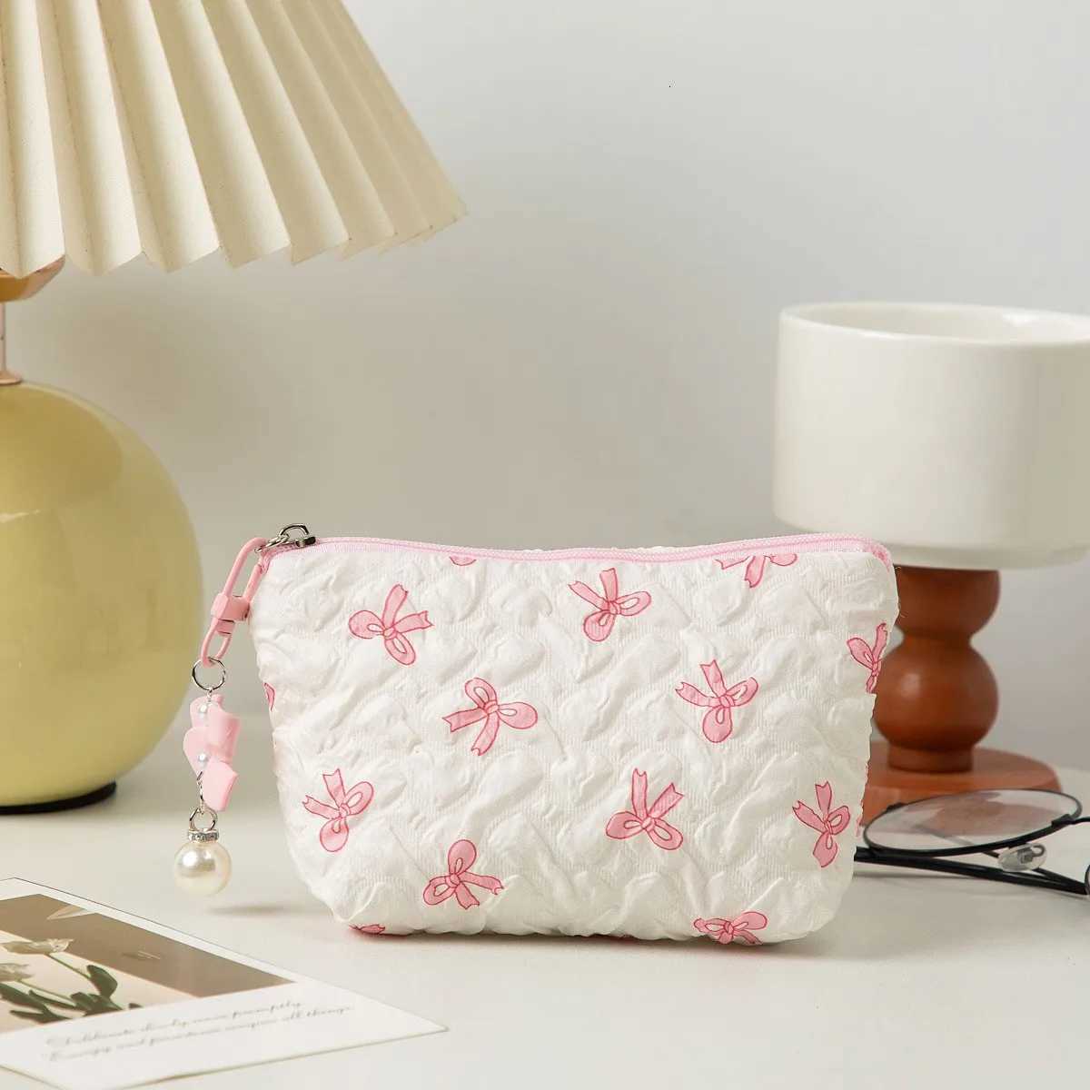 MINI for Women Quilted Travel Cosmetic Bag Girls Organizer Portable Little Bow Makeup Pouch R250729
