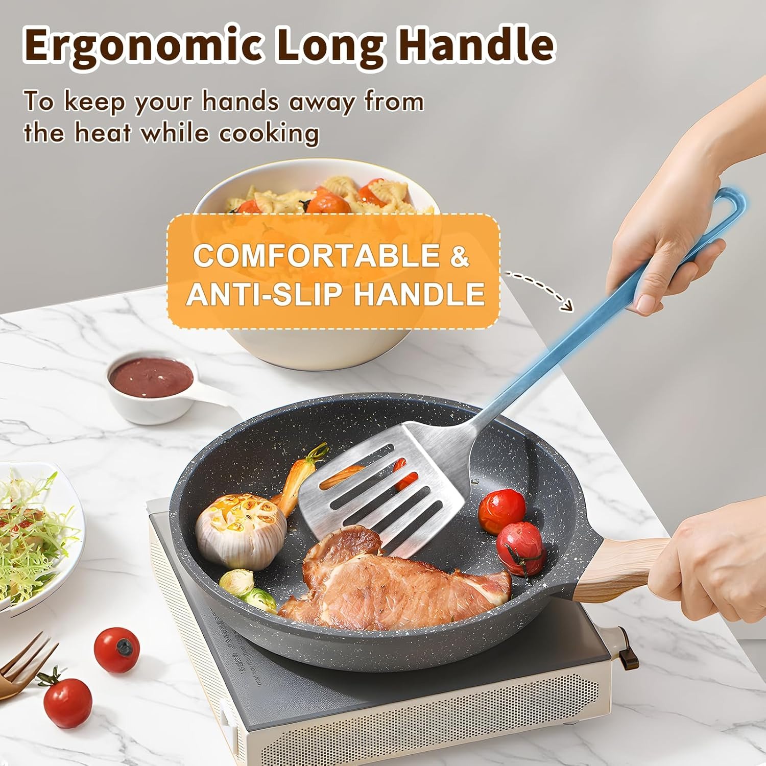 2-Pack Stainless Steel Spatulas Set - Solid & Slotted Turner - Heavy Duty 18/10 Kitchen Spatula for High Heat Cooking (Fish/Pancakes/Eggs) - Dishwashe