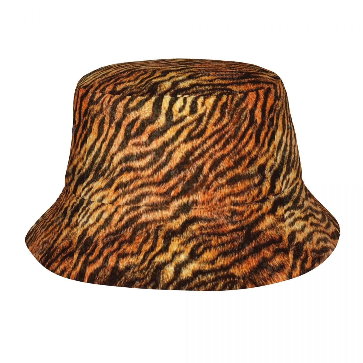 Bengal Tiger Fur Wildlife Pattern Unisex Cotton Bucket Hats Adjustable Outdoor Sun Hat for Beach Travel 250724