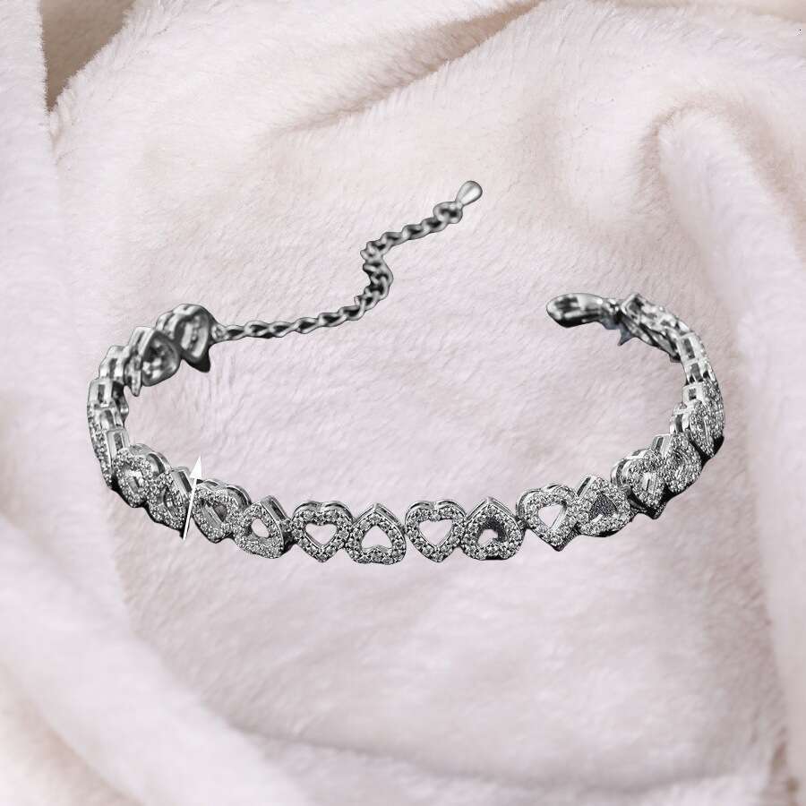 Girls' Light High-Grade Inlaid Zircon Shiny Heart Simple Ins Style Fashion Versatile Bracelet