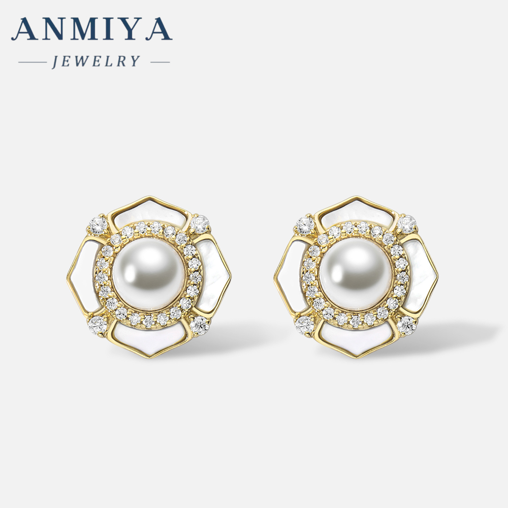 925 Sterling Silver 18K Gold Plated Dainty Flower Stud Earrings