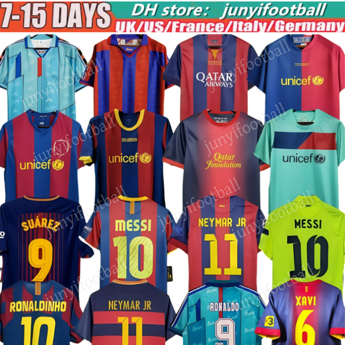 NEYMAR JR Retro Barcelone Soccer jerseys 96 97 ROMARIO RIVALDO RONALDO HENRY RONALDINHO 05 06 08 09 10 11 XAVI INIESTA MESSIS Classic Vintage football shirt kids kits 8