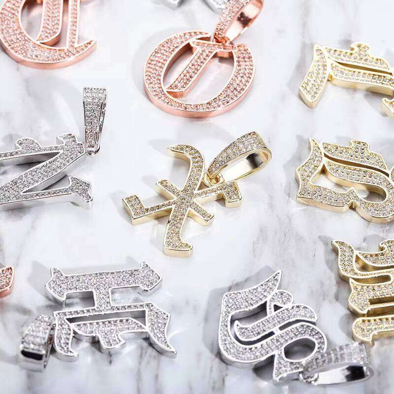 Doying Hip-Hop A-Z Old English Font Alphabet Full Initial Pendant Necklace