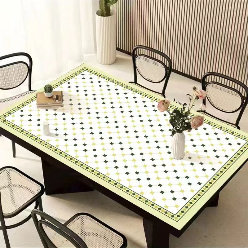Tablecloth Waterproof Oilproof Wash-Free Light Luxury High-End Feel Desktop Protector Coffee Dining Table Mat