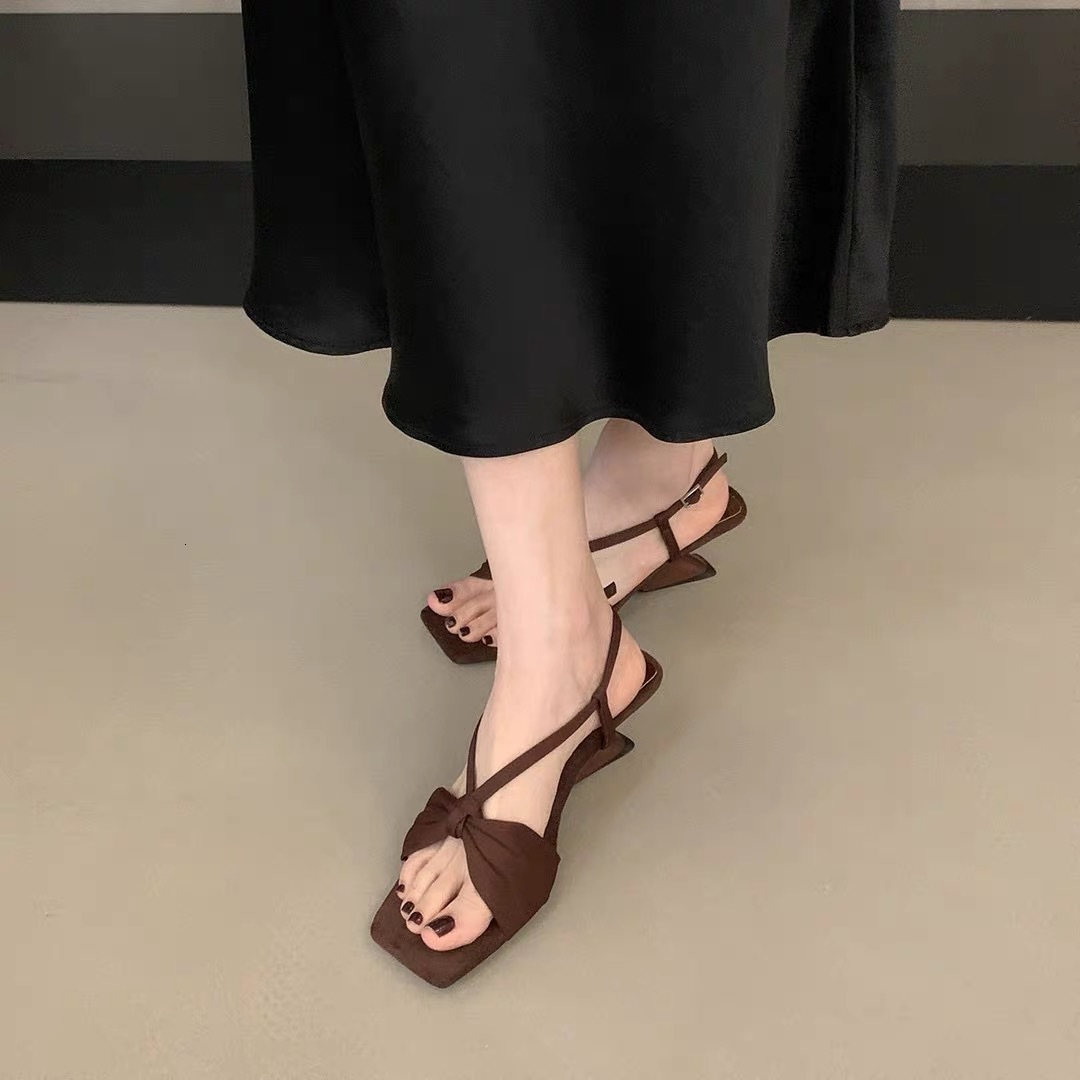 2025 Summer New French High Heel Bow Sandals for Women, Roman Shoes for Women, Designer High Heels, Designer Sandals