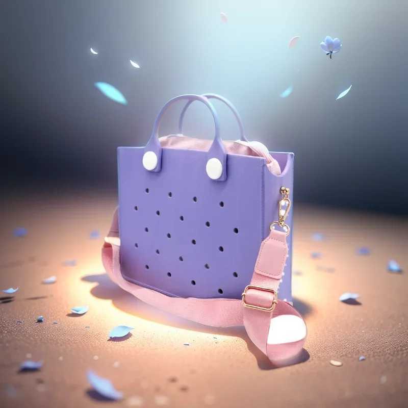 Colorful Fashion Women Shoulder Bag Pink Cyan Rubber Hand Bag for Women Girl Summer Style Shoulder Beach Handbag fit Bag Charms G250729
