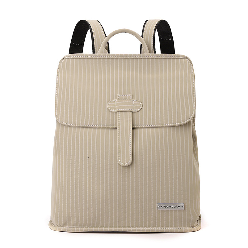 Colorful Fox Women's Niche High-End British Style Commuting Travel Lightweight Striped Waterproof Backpack ddmymoon