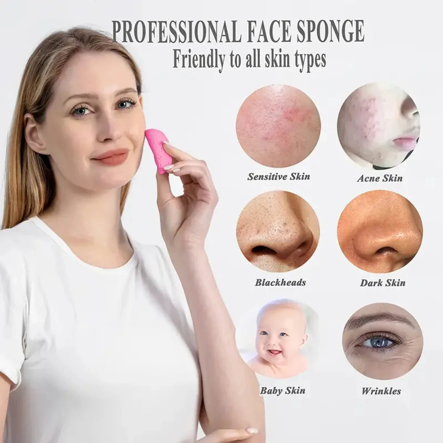 Soft Round Compressed Natural Facial Sponges - 50 Pieces Exfoliator Cleansing Sponge for Gentle Face Cleansing Reusable Cosmeti 250726