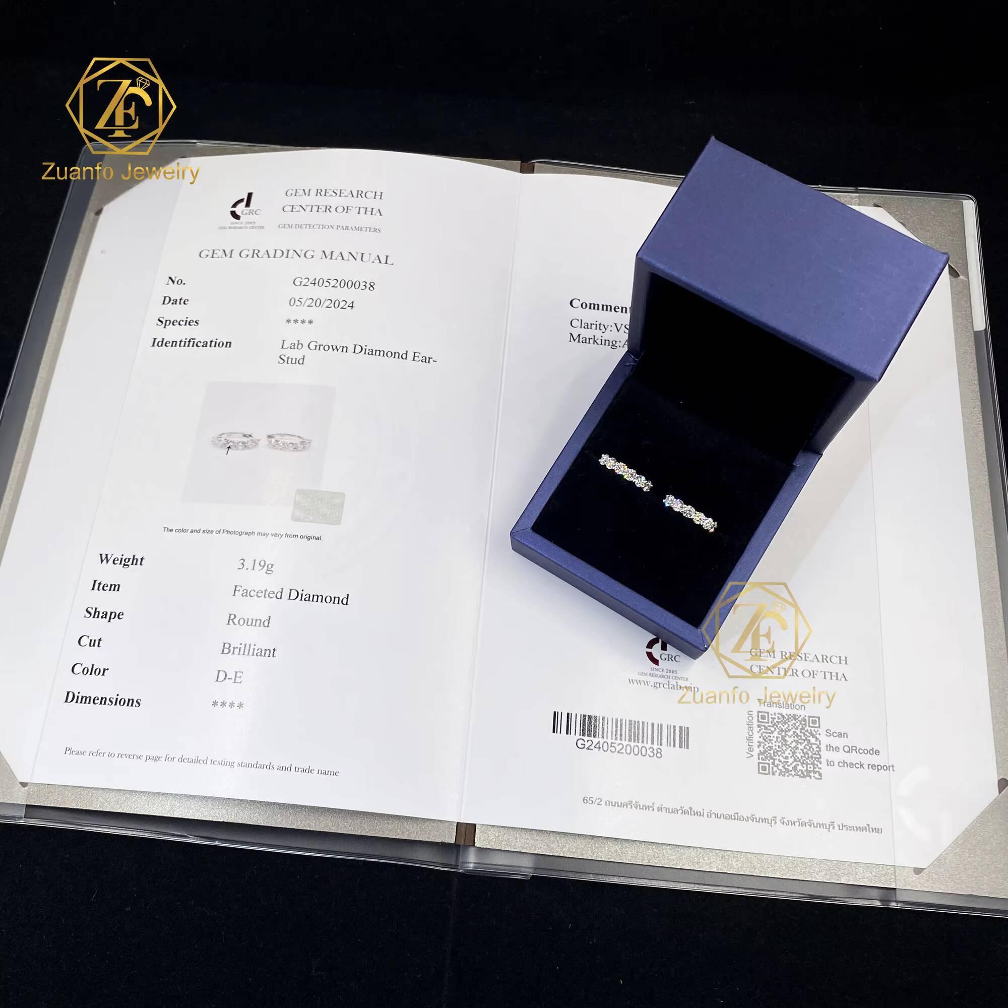 IGI Certified CVD HPHT 3mm DEF VVS-VS Lab Grown Diamond Small Circle Earrings Luxury 14K White Gold Huggie Hoop Earrings