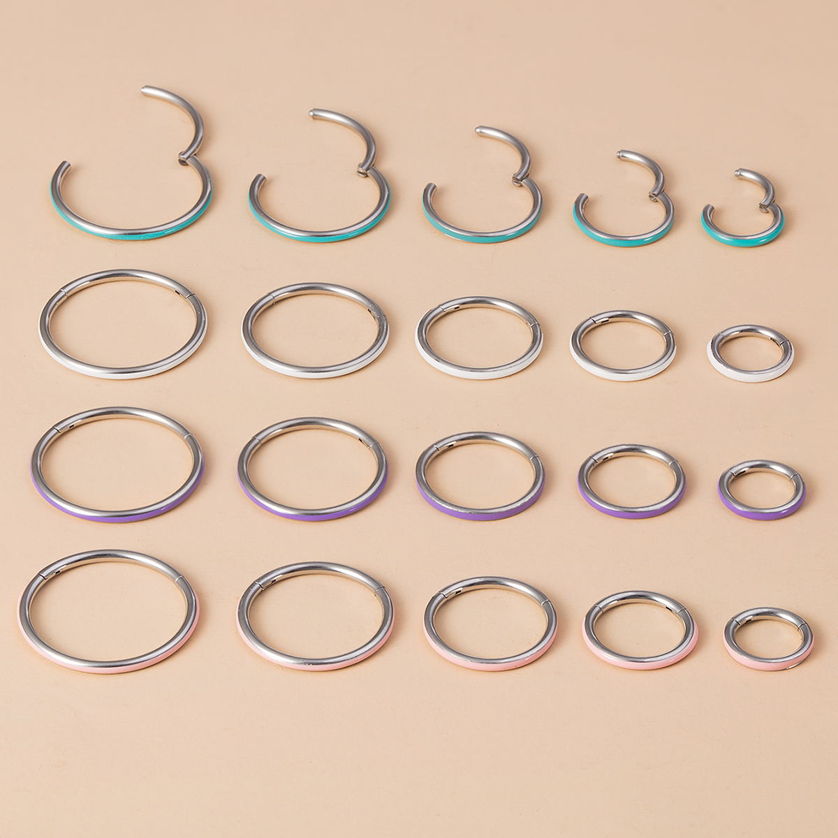 Stainless steel four-color drip glue hinge ring earrings, wholesale of body piercing accessories
