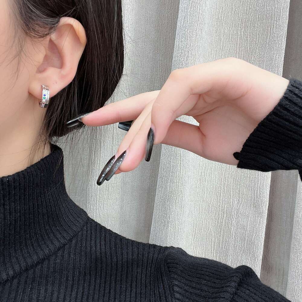 Light Pure Sier Rainbow Lucky 2024 New Korean Style Simple Versatile Niche Design Earrings c46
